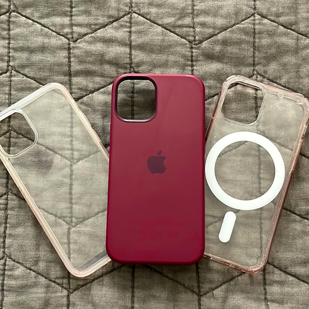 iPhone mini 12 cases - clear, wine, blue MagSafe